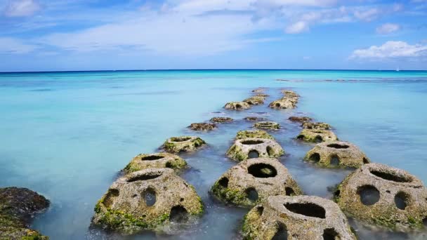 Caribische zee en rots stenen. — Stockvideo