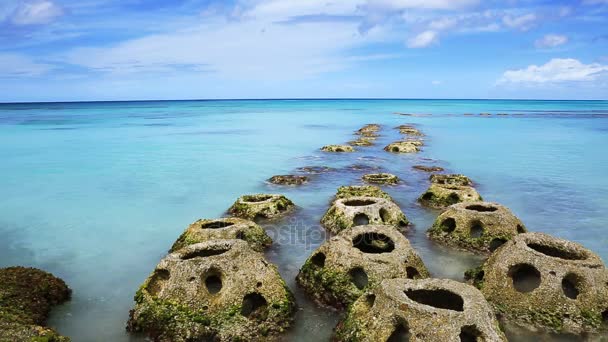 Caribische zee en rots stenen. — Stockvideo