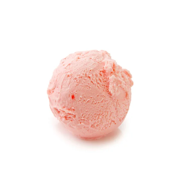 Single Strawberry ice ball on white background — Stock Photo, Image