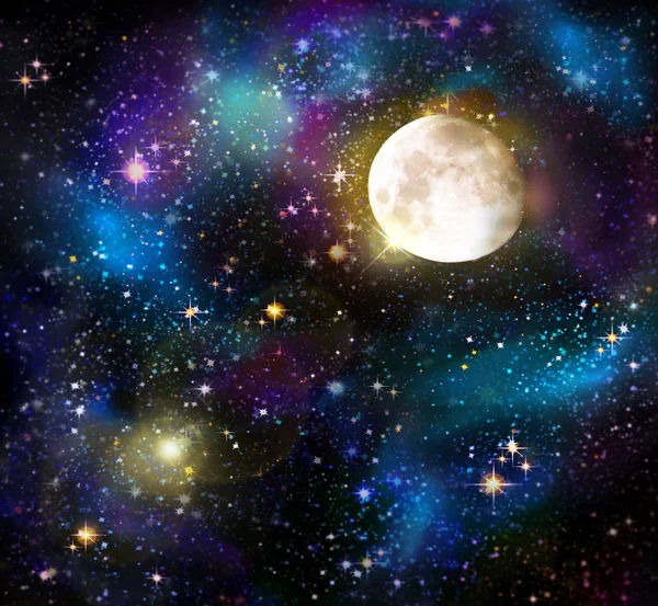 Luna llena y cielo estrellado . — Foto de Stock