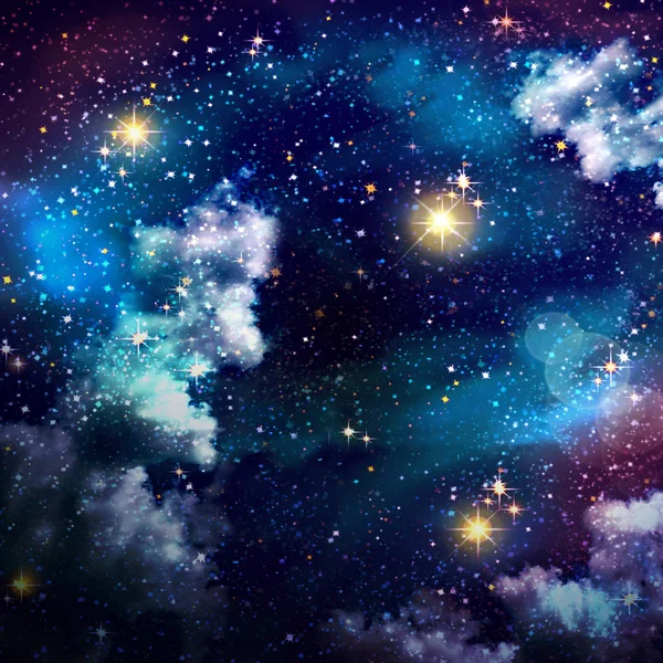 Gece gökyüzünde renkli yıldız ile.