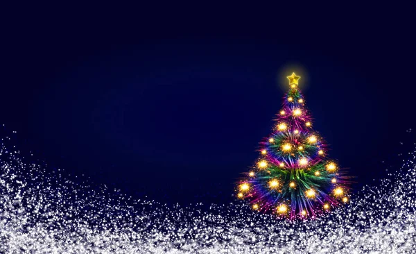 Bunte Weihnachtsbaum isoliert auf blauem Hintergrund. — Stockfoto
