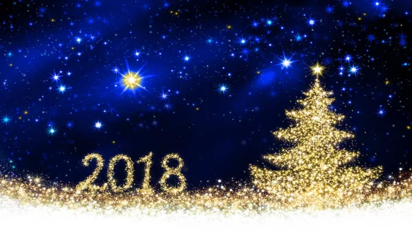 クリスマス ツリーと幸せな新年 2018年背景. — ストック写真