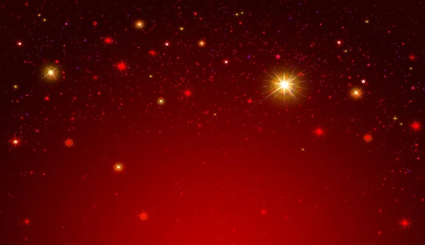 Ciel rouge avec des étoiles colorées  . — Photo