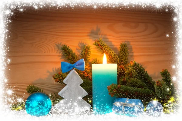 Advent ljusstake och trä GranTree. Jul bakgrund. — Stockfoto