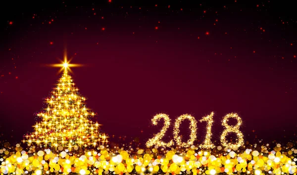 Boldog újévet 2018-ban háttér és a karácsonyfa. — Stock Fotó
