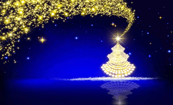 Золотий дерево Різдва та Синє небо зірка. — стокове фото