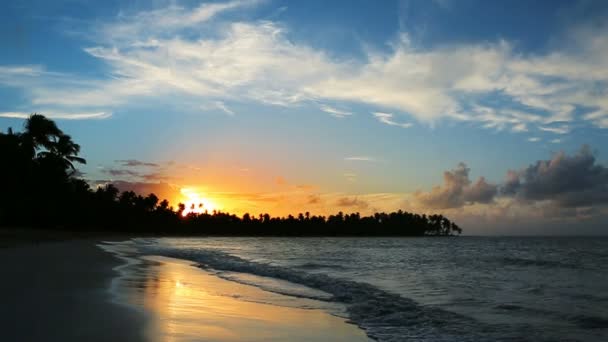 Tramonto caraibico sulla spiaggia tropicale . — Video Stock