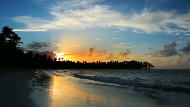 Карибський sunset на тропічну пляжі. — стокове відео