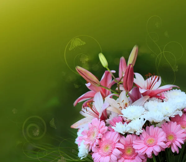 Färgglada lily blommor bukett isolerade. — Stockfoto