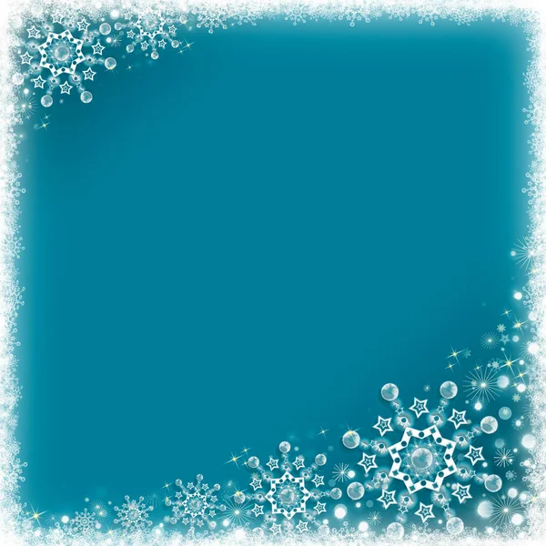 Fundo de Natal azul com flocos de neve. Fundo de inverno . — Fotografia de Stock