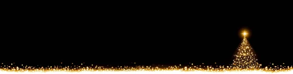 黒い夜の背景に隔離された黄金のクリスマスツリー. — ストック写真
