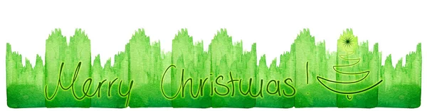 Merry Christmas green Watercolor background — ストック写真