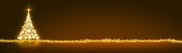 黄色の背景に隔離された黄金のクリスマスツリー. — ストック写真