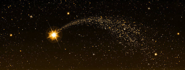 Christmas Star isolated on dark sky background.