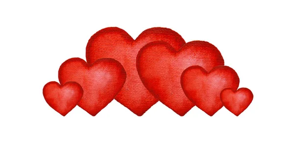 Sześć czerwonych serc odizolowanych na białym tle.. — Zdjęcie stockowe