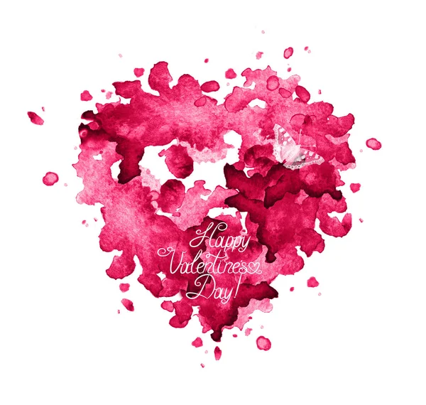 Abstrakt rosa akvarell hjärta .Alla hjärtans dag bakgrund. — Stockfoto