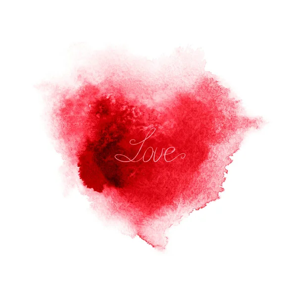 Abstract red watercolor heart .Valentines day background. — Stock Photo, Image