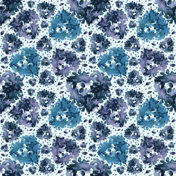Abstract blue watercolor hearts pattern .Valentines day background. — 스톡 사진