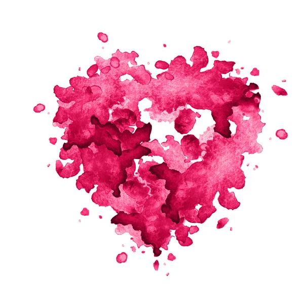 抽象ピンクの水彩ハート。バレンタインデーの背景. — ストック写真