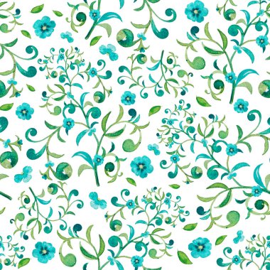 Beyazın renkli çiçek arkaplanı. Suluboya deseni.