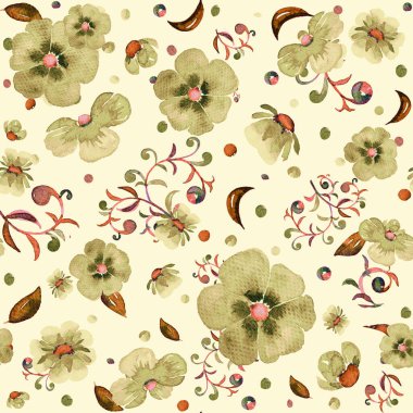 Renkli çiçek deseni. Suluboya çiçek deseni.