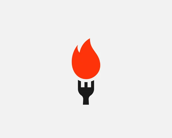 Hot pepper chilly grill logo design. fork fire flame food logotype — Stockvector