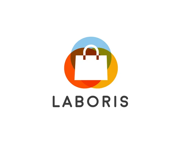 Abstract online shopping bag logo. Shop, sale, discount, store vector logotype. — Image vectorielle
