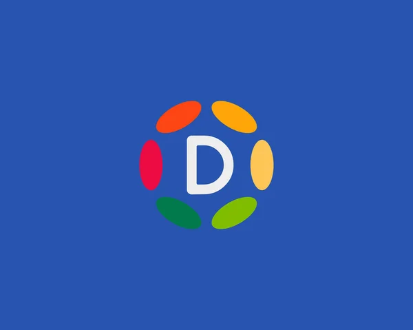 Color letter D logo icon vector design. Hub frame logotype — Stok Vektör