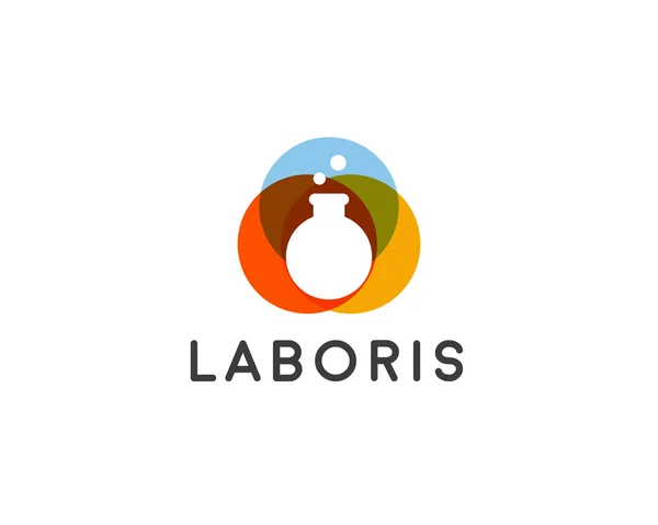 Logotipo de vetor de laboratório. Logotipo do balão. Ciência educação criativa sinal símbolo ícone do design —  Vetores de Stock