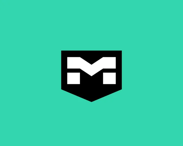 Abstract letter M shield logo design template. — 스톡 벡터