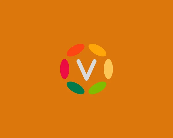 Color letter V logo icon vector design. Hub frame logotype — Stock Vector
