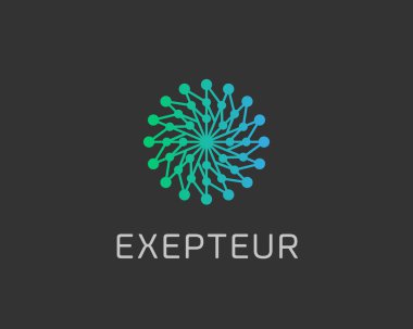 Abstract structure logo design template. Geometric dot hub swirl flower sign. Circle science medicine logotype. Universal energy tech planet star atom app vector icon