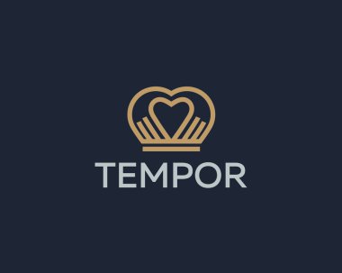 Heart crown hands vector logotype. Spa beauty salon massage logo icon design. Charity medical sign symbol.