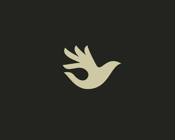 Ok bird vector logo design. Hand wings logotype. Fingers dove okay trick negative space idea symbol. — 스톡 벡터