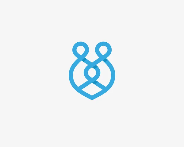 Couple connection partnership vector icon logotype. Team cooperation logo design. Wedding pin love family symbol — Vetor de Stock