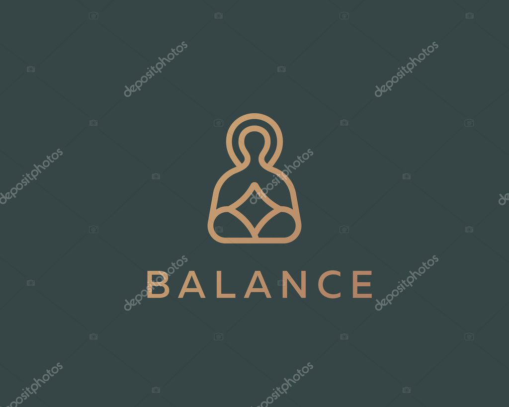 Meditation yoga linear logo design. Zen balance vector logotype. Creative harmony relax symbol