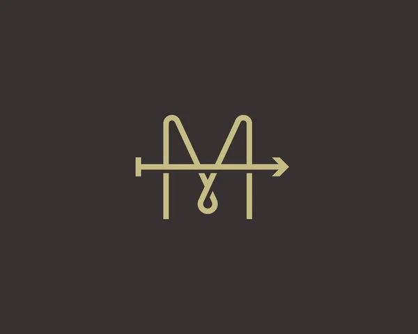 Αφηρημένη γράμμα M βέλος λογότυπο του σχεδιασμού. Γραμμή διάνυσμα μονόγραμμα — Διανυσματικό Αρχείο