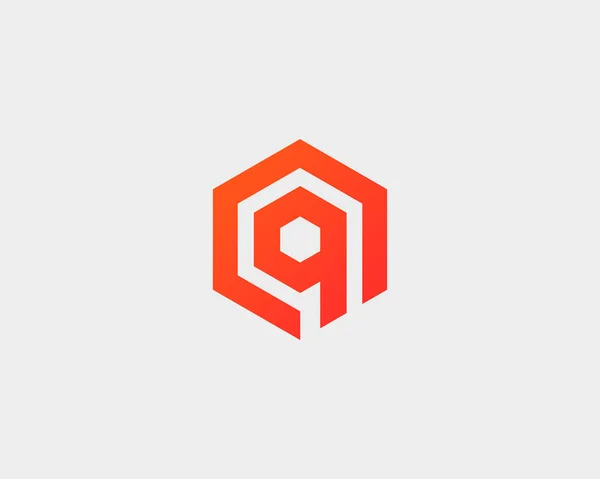 Résumé lettre logo vector Q. Modèle de conception de logo simple creative de hexagone de ligne. Icône de police de symbole géométrique universelle. — Image vectorielle