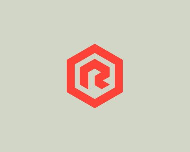 Soyut harf R vektör logo. Satırı altıgen basit logo yaratıcı tasarım şablonu. Evrensel geometrik sembol yazı tipi simgesi.