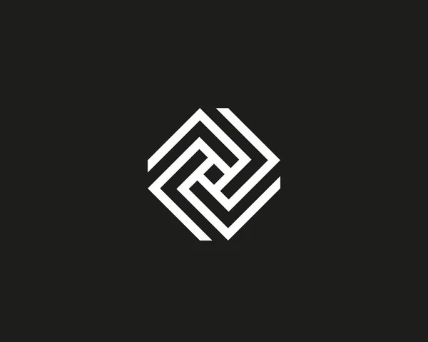 Line art cube logo design template. Abstract geometric logotype. Universal rhomb vector icon symbol. — Stock Vector