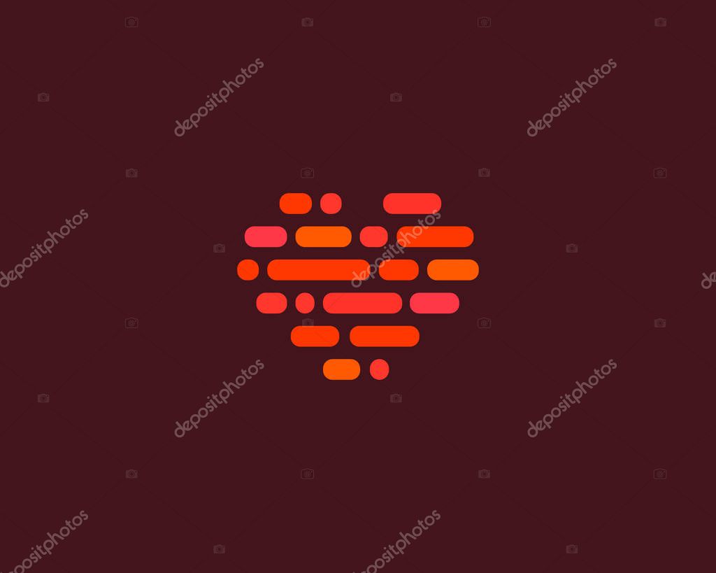 Love heart social vector logotype. Abstract line dot code medical science logo icon sign. Modern valentines day symbol mark