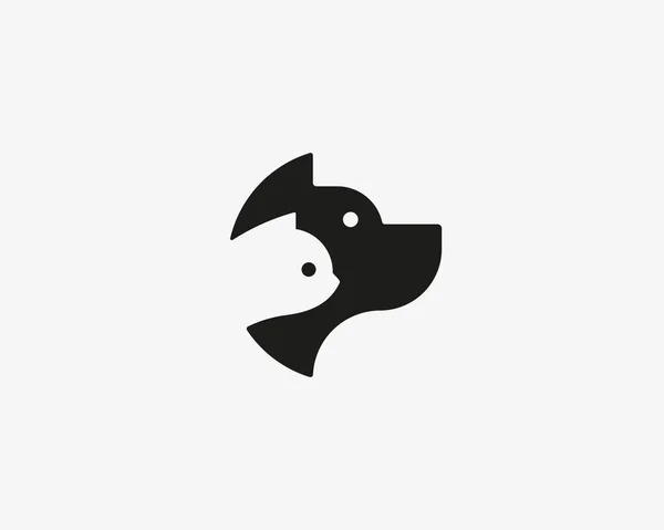 Kutya és macska negatív tér logo tervezés. Kisállat készlet emblémát. Kisállat vector icon szimbólum. — Stock Vector