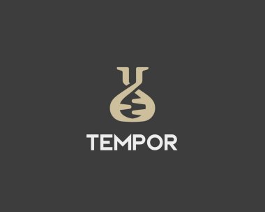 Laboratuvar vektör logosu. Şişesi dna işareti logo. Bilim eğitim biyoteknoloji sembol simge tasarım