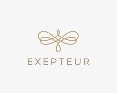 Soyut kelebek çiçek doğrusal örgü logo sembol. Sigorta primi desen evrensel vektör logo.