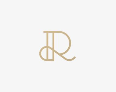 Zarif çizgi eğrisi vektör logo. Sigorta primi R harfi logo tasarımı. Lüks doğrusal yaratıcı monogram.