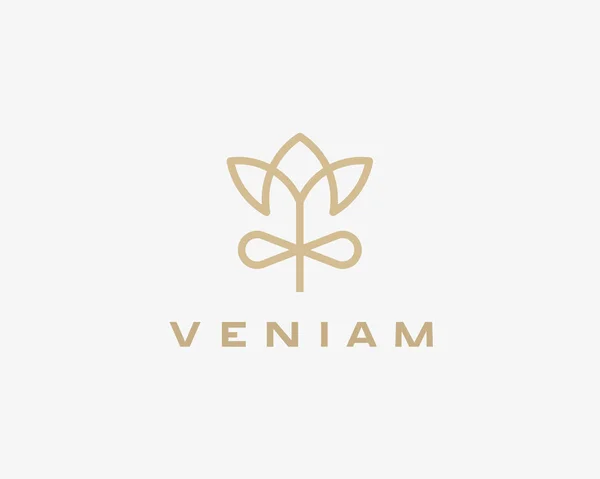 Diseño de logotipo de regalo de flor lineal. Elegante logotipo de vectores premium corona . — Vector de stock