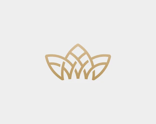 Logo de loto flor corona. Logotipo de vectores de spa premium. Símbolo de línea real . — Vector de stock