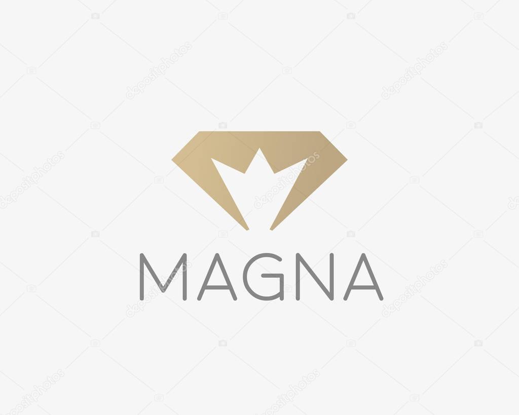 Diamond crown vector logotype. Gem king royal logo icon. Premium idea symbol.