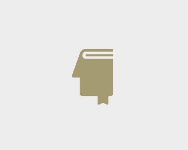 Yaratıcı bir fikir kitap logo. Kafa eğitim logo beyin. Yüz yer işareti vektör simgesi simgesi